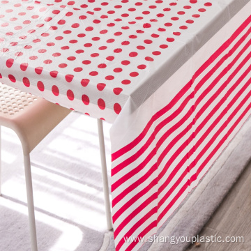 Wave point and striped peva plastic table cover